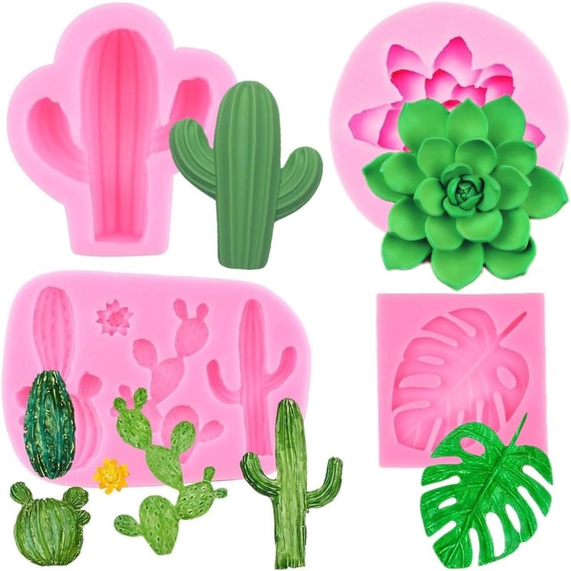 AMBESTEE Cactus Silicone Fondant Moulds Cacti Hawaiian Cake Moulds Set for Making Sugar Chocolate Candy Gum Paste Cupcake Cake Decoration Supplies - Image 1